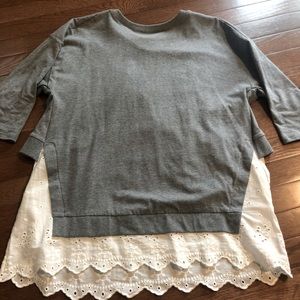 Matilda Jane Gray & White eyelet lace top - size S